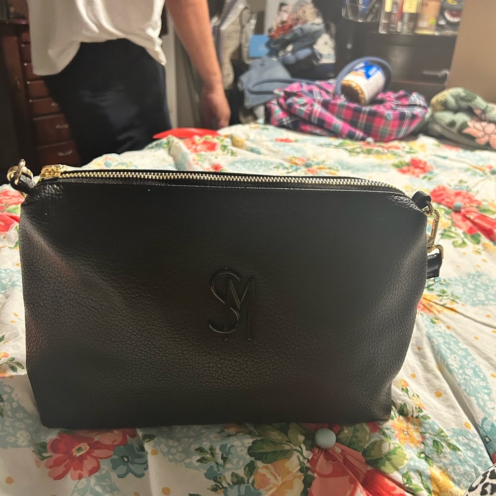 Steve Madden Black Crossbody Bag with Gold Accents